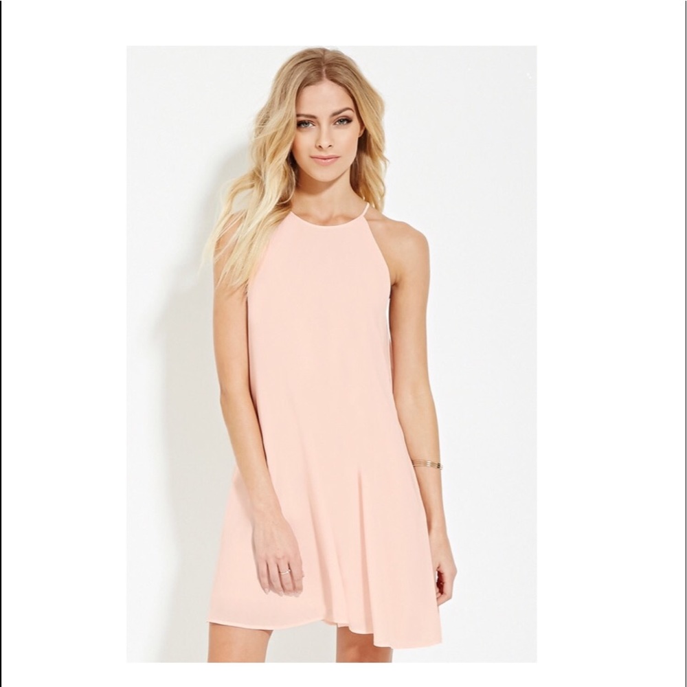 pink halter mini dress